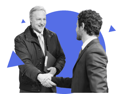 Mobile notary shaking hands with remote dealership customer